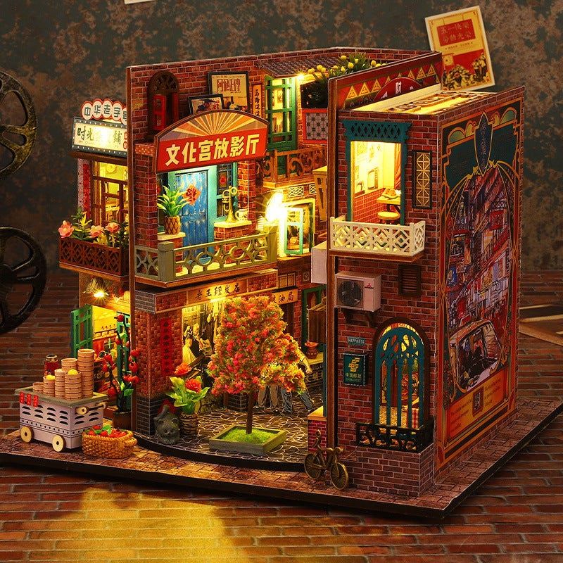Time Imprint Dollhouse Kit - Miniature Wizardi Roombox Kit with LED Light F07M51-74-ES010-A