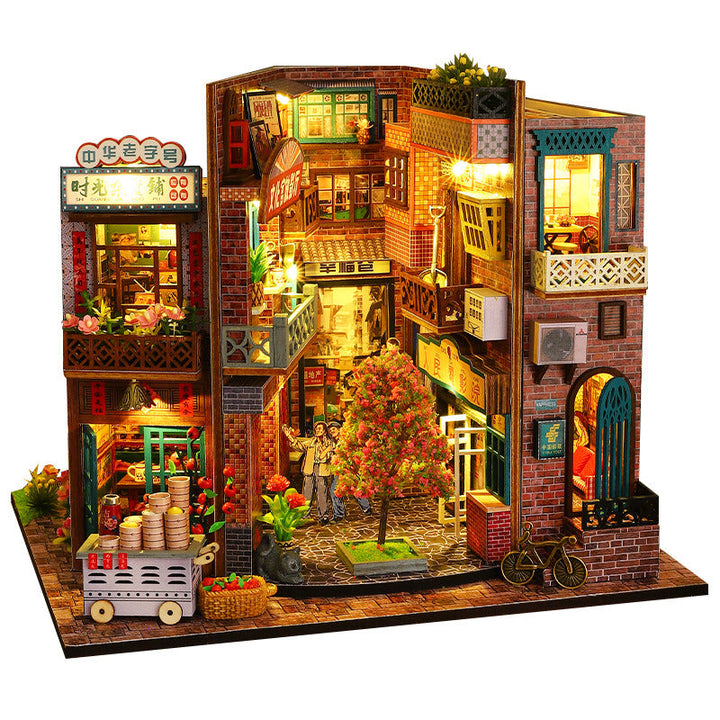 Time Imprint Dollhouse Kit - Miniature Wizardi Roombox Kit with LED Light F07M51-74-ES010-A