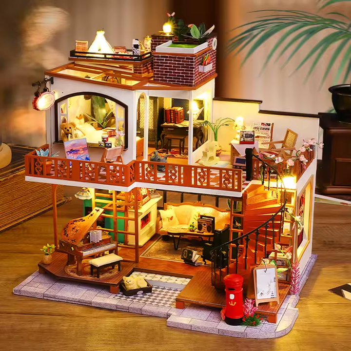 Cherish Time Dollhouse Kit - Miniature Wizardi Roombox Kit with LED Light F07M51-75-ES008-A