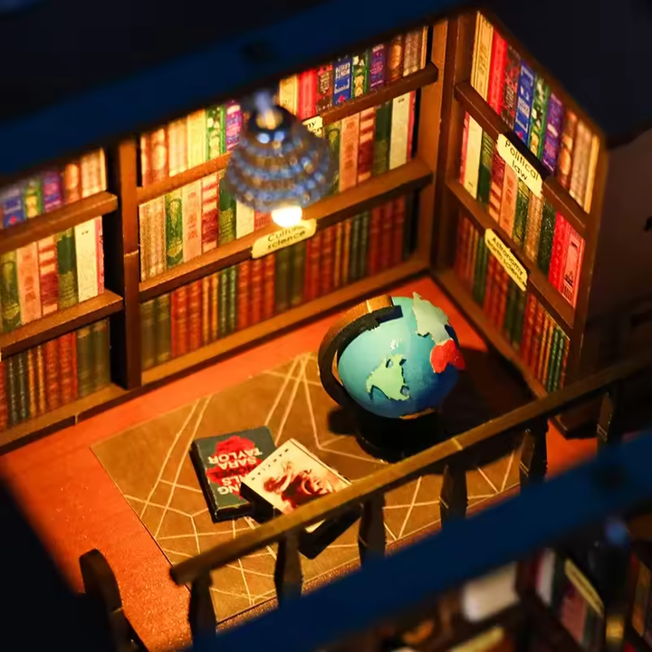 Soul Bookstore Dollhouse Kit - Miniature Wizardi Roombox Kit with LED Light F07M51-80-M2314
