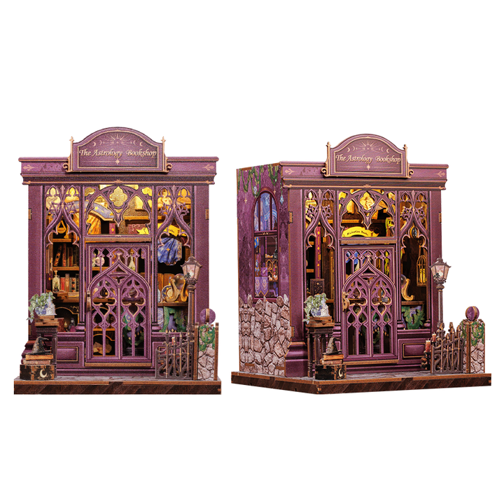 The Astrology Bookshop Dollhouse Kit - Miniature Wizardi Roombox Kit with LED Light F07M51-87-CWGC202