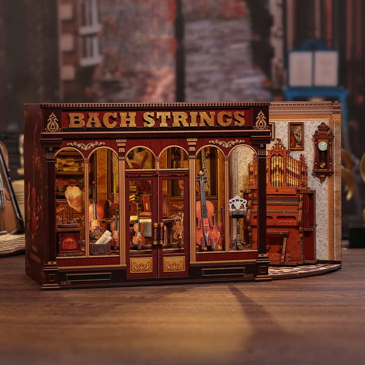 Bach Strings Dollhouse Kit - Miniature Wizardi Roombox Kit with LED Light F07M51-98-GB404