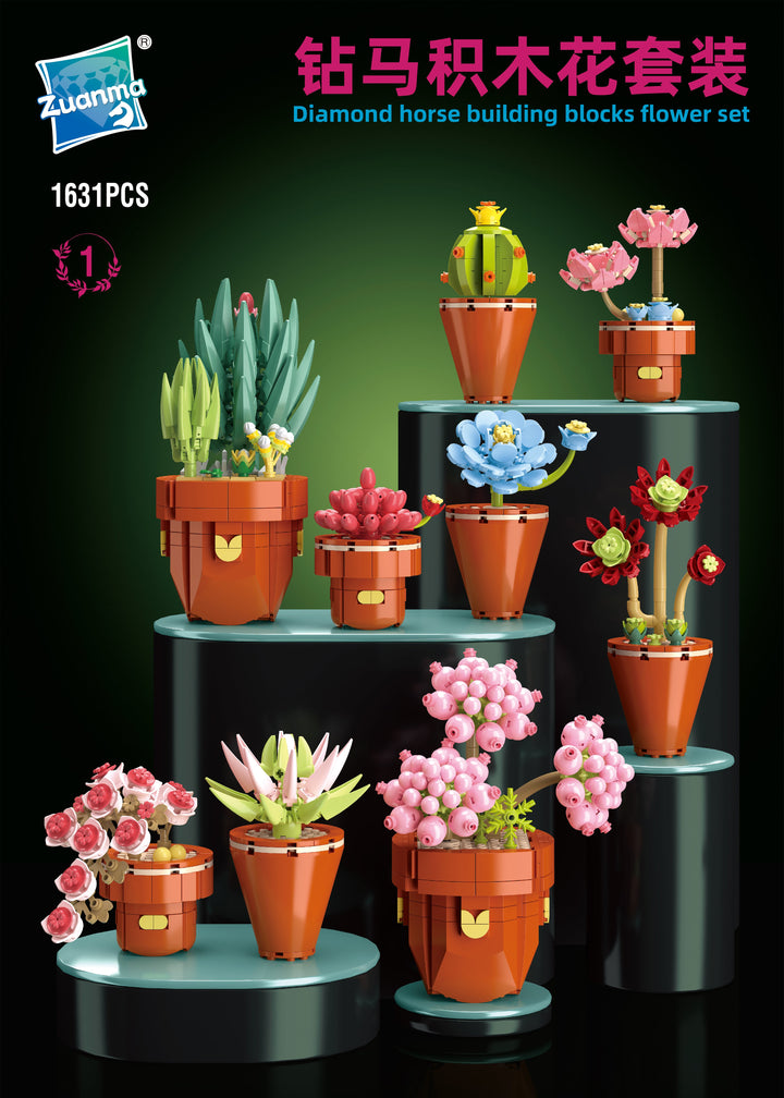 Succulents Building Brick Potted Plant Kit by Wizardi F07N11-10-1(118)
