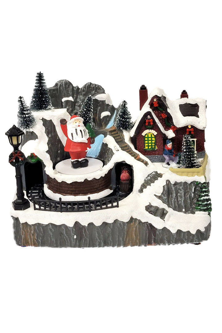 Winter Train Scene with Santa Christmas Village Miniature by Wizardi F07N5-11A