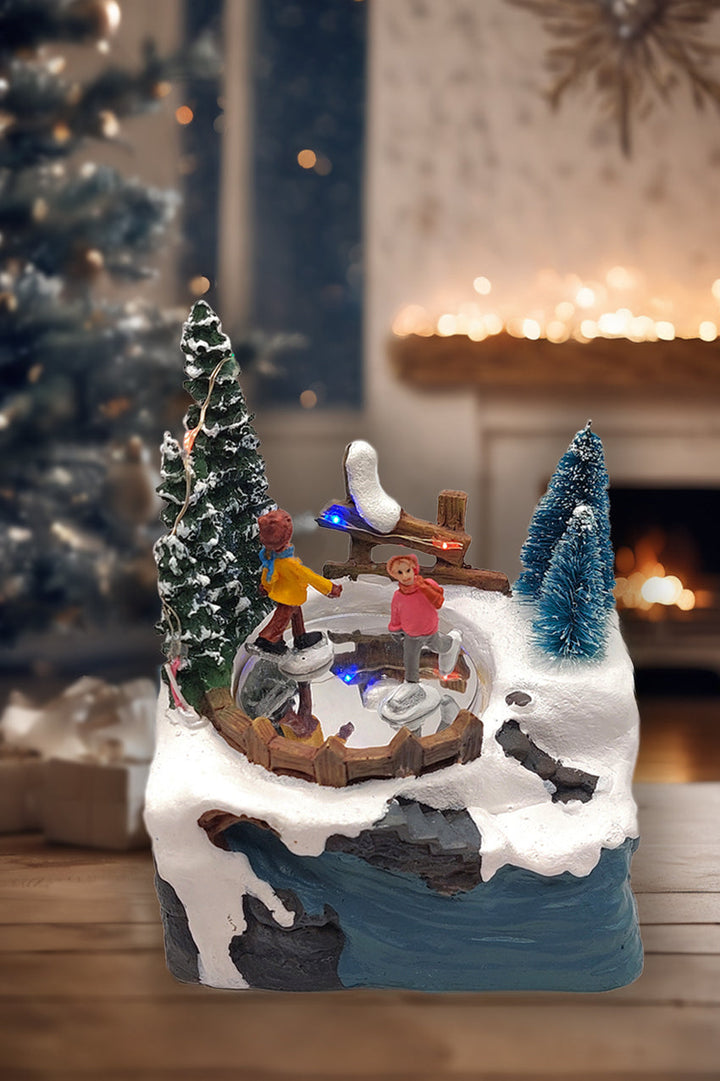 Ski Lodge Scene Christmas Village Miniature by Wizardi F07N5-6B