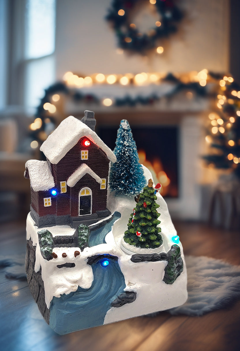 Snowy Hilltop House Christmas Village Miniature by Wizardi F07N5-6C