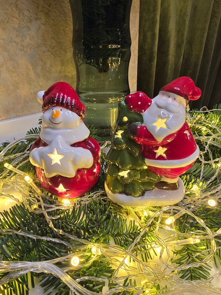 Santa with Tree Christmas Ceramic Ornament by Wizardi F07N7-7