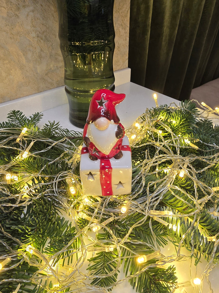 Gift with Gnome Christmas Ceramic Ornament by Wizardi F07N7-8