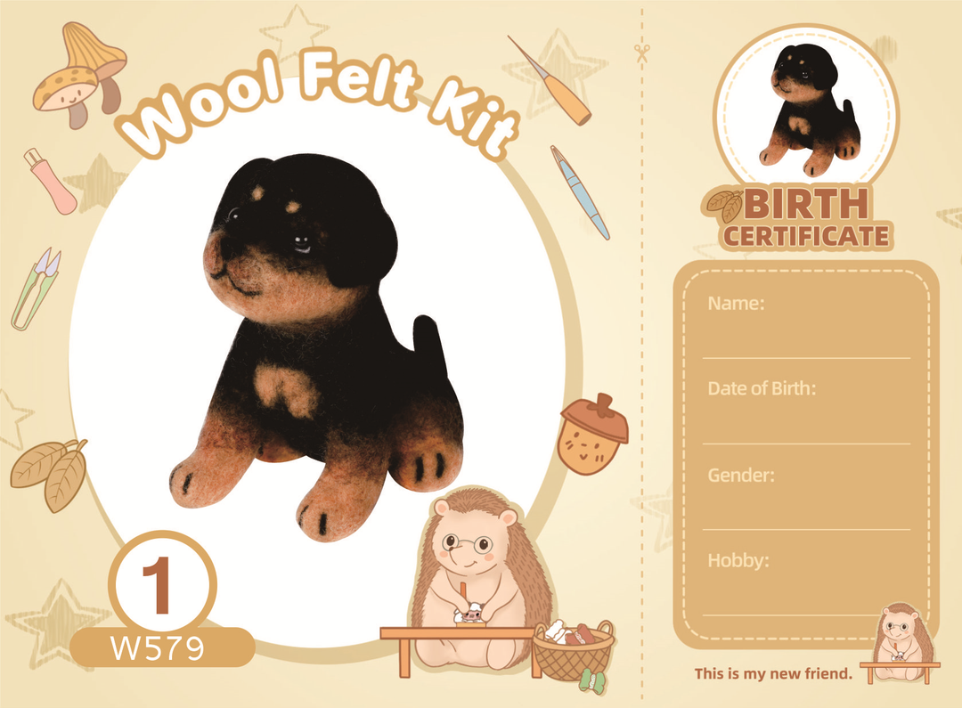 Norwegian Elkhound Needle Felting Kit. Wizardi DIY Wool Craft Kit F07N8-W547-N1