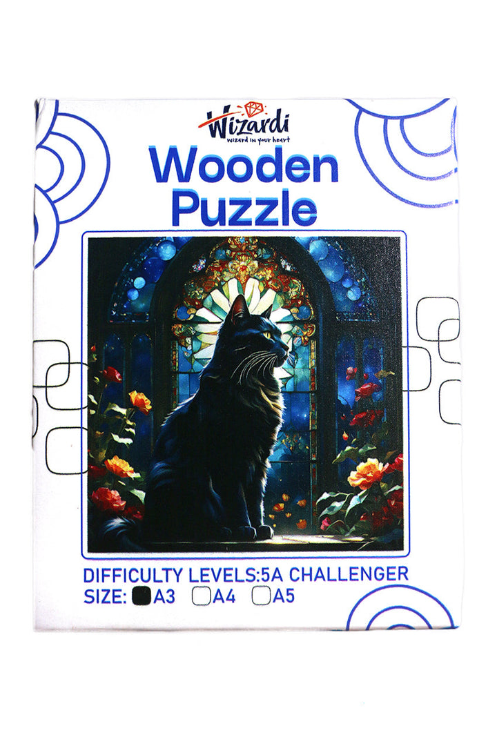 Black Cat - Jigsaw Wooden Puzzle by Wizardi F07N9-14