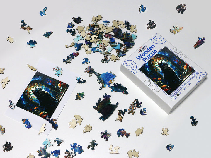 Black Cat - Jigsaw Wooden Puzzle by Wizardi F07N9-14