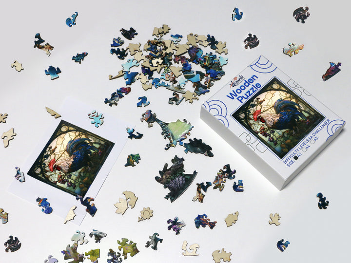 Rooster in Garden - Jigsaw Wooden Puzzle by Wizardi F07N9-17