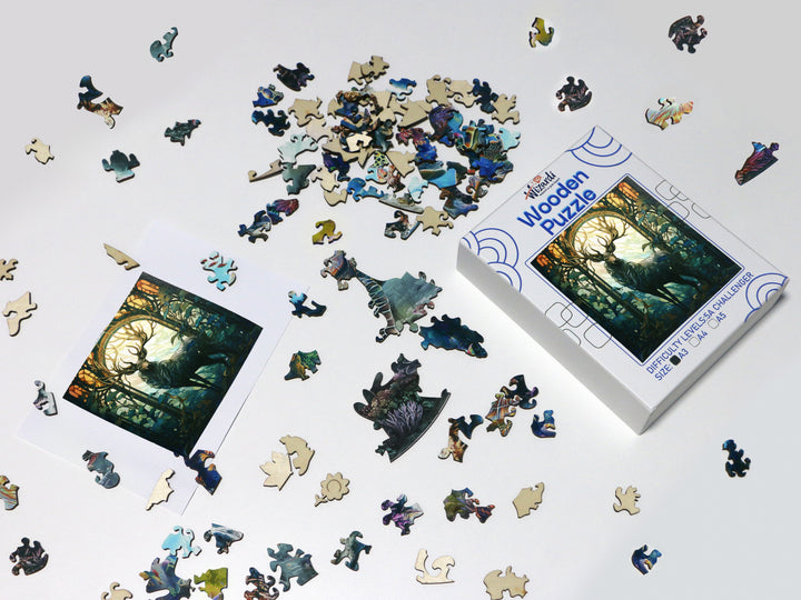 Mysterious Deer - Jigsaw Wooden Puzzle by Wizardi F07N9-18