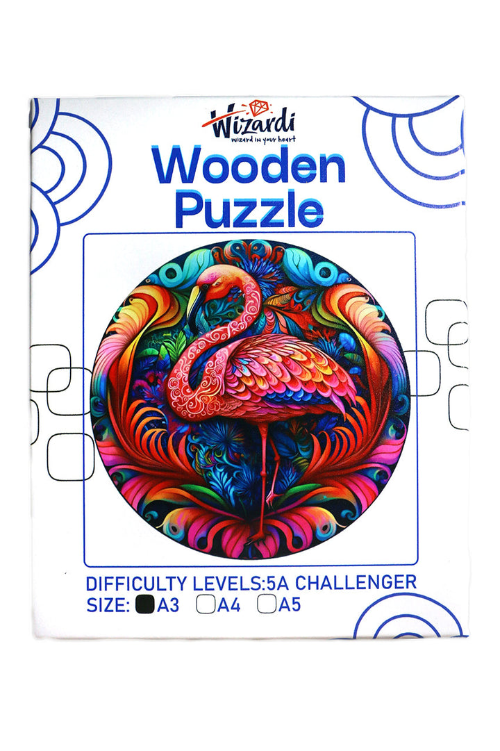 Flamingo in Leaves - Jigsaw Wooden Puzzle by Wizardi F07N9-27