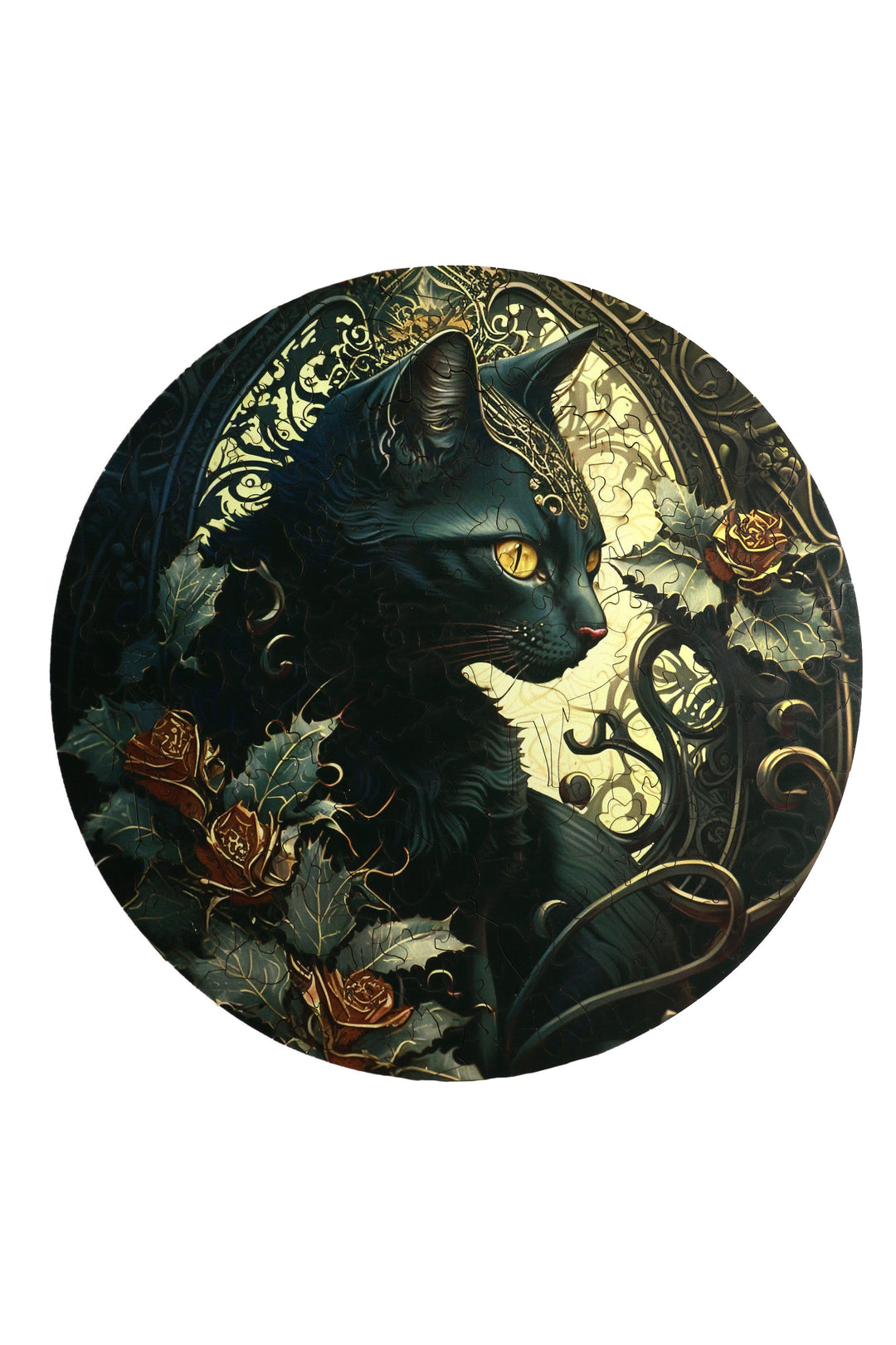Black Cat - Jigsaw Wooden Puzzle by Wizardi F07N9-30