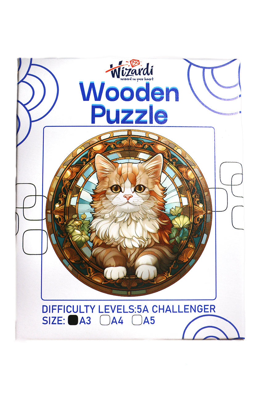 Royal Cat- Jigsaw Wooden Puzzle by Wizardi F07N9-33