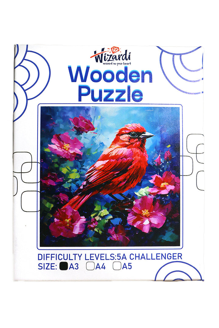 Red Bird - Jigsaw Wooden Puzzle by Wizardi F07N9-5