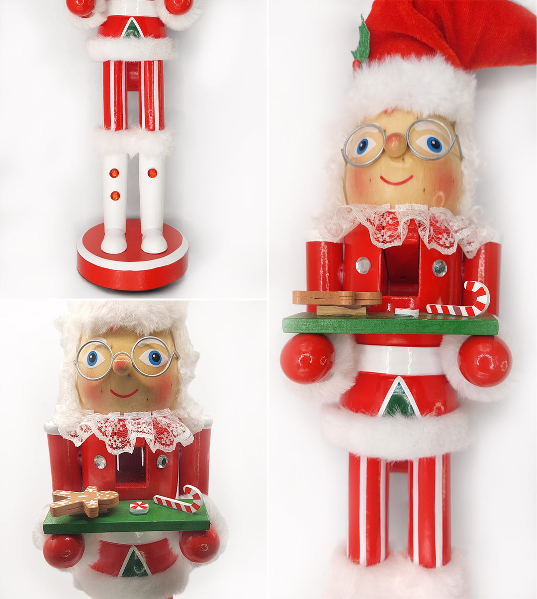 Christmas Santa Nutcracker. Wizardi Classic Wooden Festive Decoration F07M6-6 Gnom