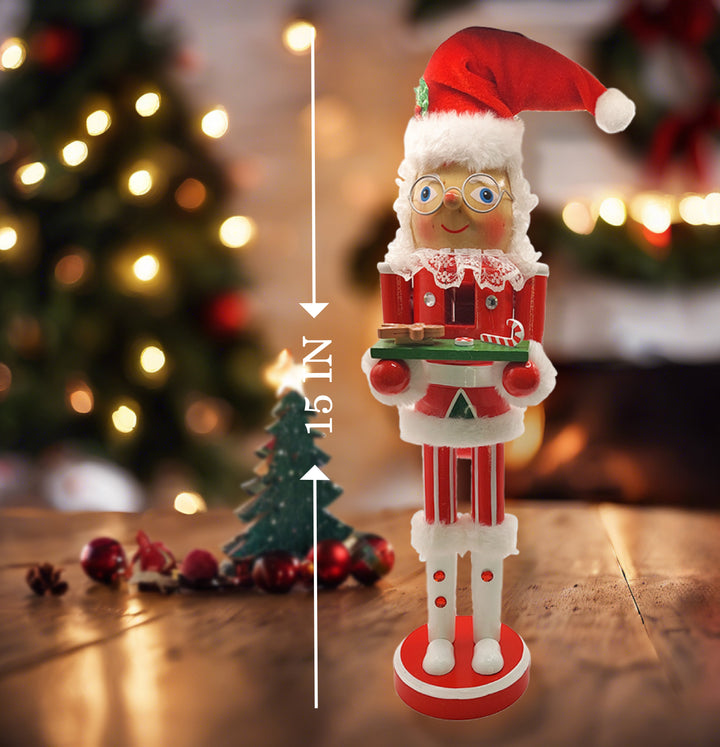 Christmas Santa Nutcracker. Wizardi Classic Wooden Festive Decoration F07M6-6 Gnom