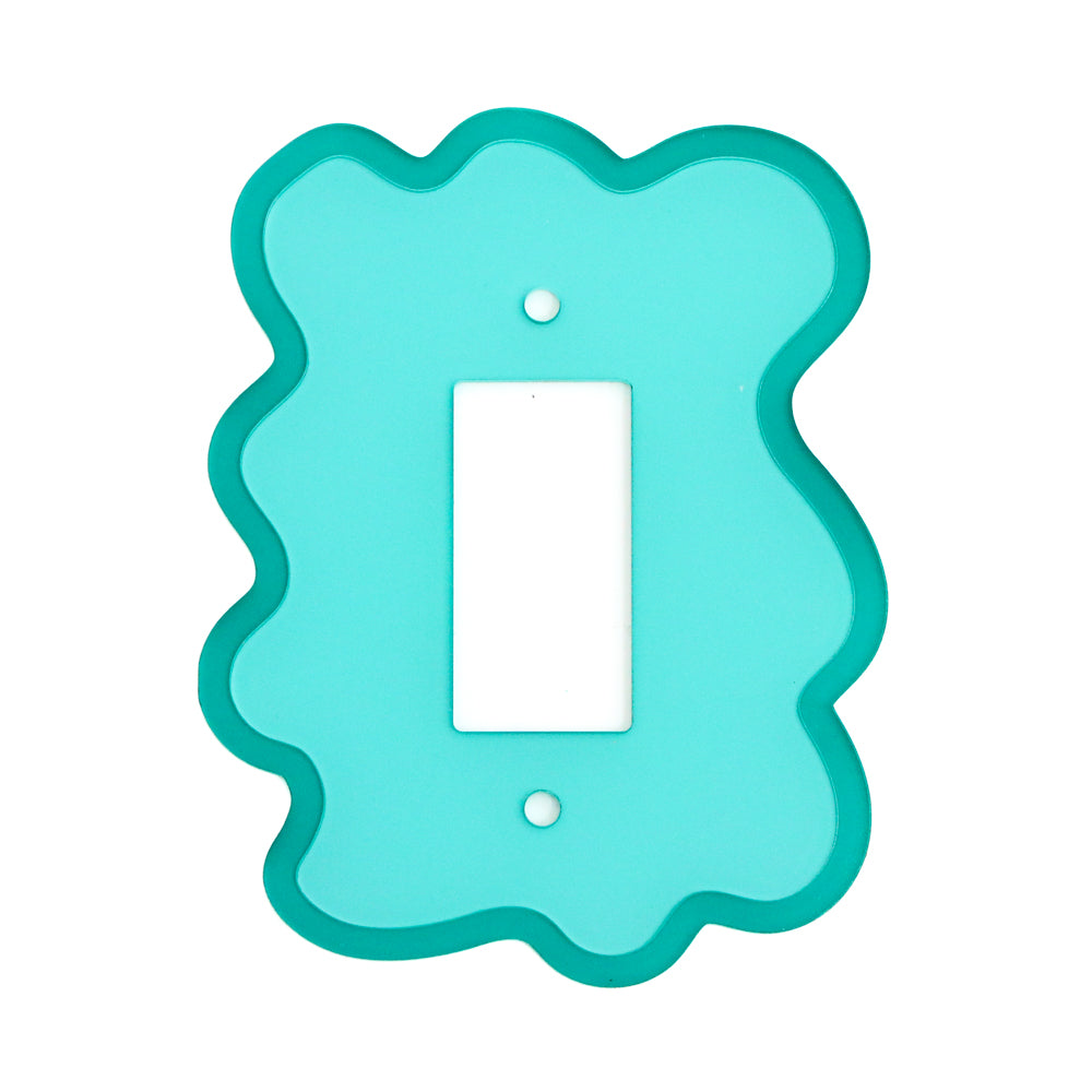 Turquoise and teal squiggle light switch cover