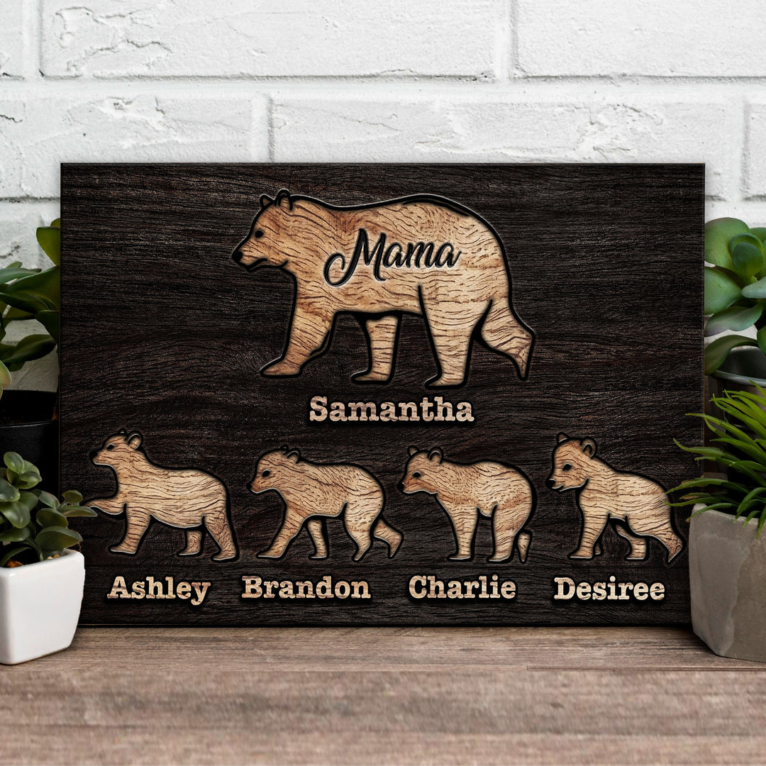Mother's Day Sign Mother Bear and Cubs