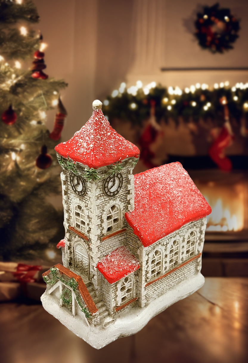 Snowy Church Christmas Village Miniature by Wizardi F07N7-17
