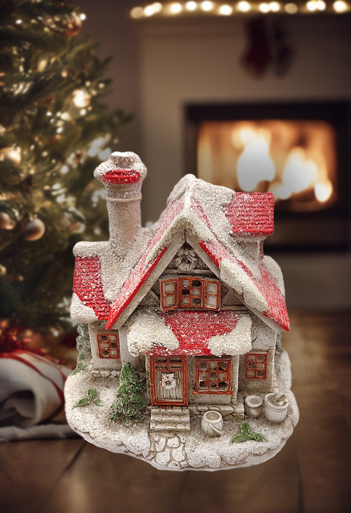 Snow-Covered House Christmas Ceramic Ornament by Wizardi F07N7-18