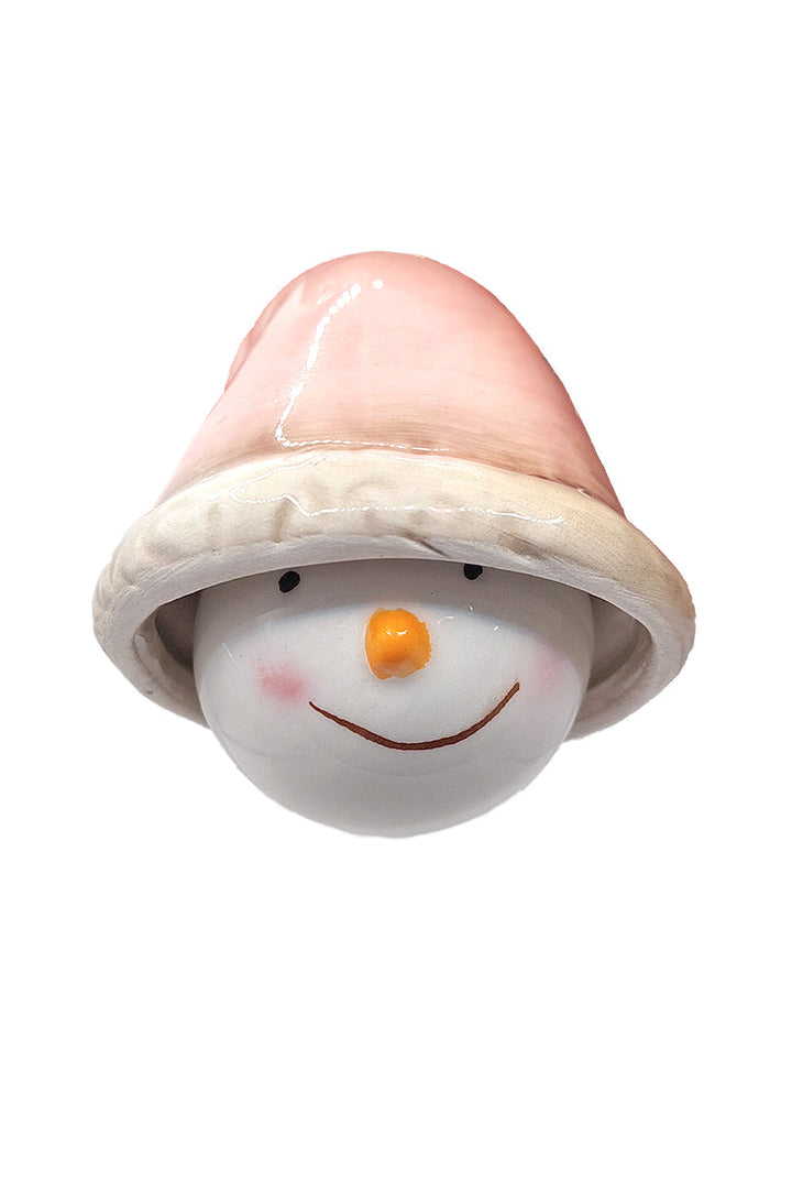 Bell - Snowman with Hat Christmas Ceramic Ornament by Wizardi F07N7-19