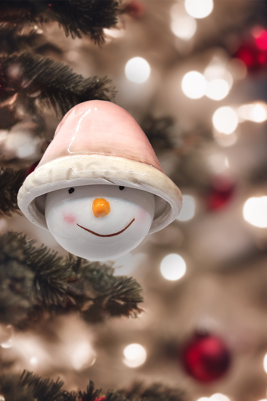 Bell - Snowman with Hat Christmas Ceramic Ornament by Wizardi F07N7-19