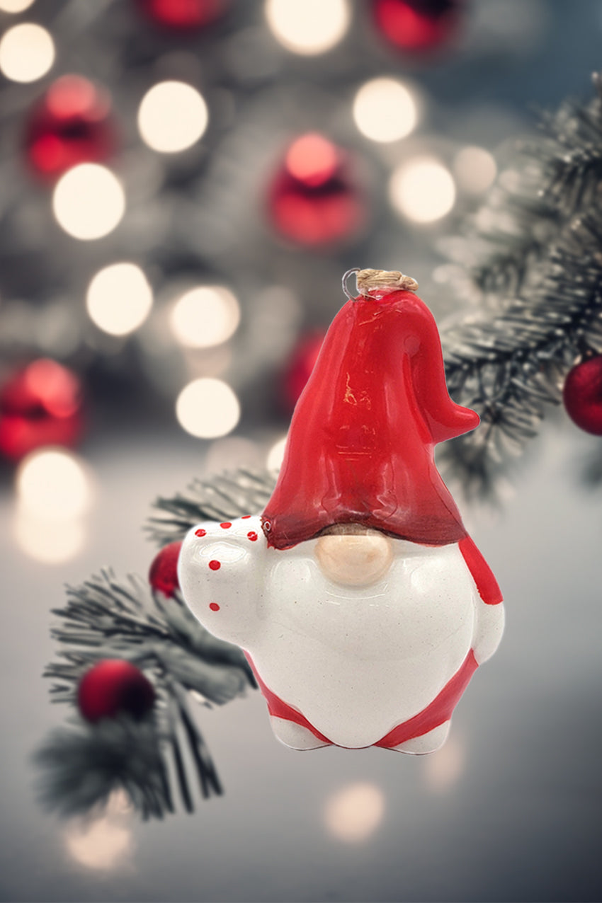 Gnome Christmas Ceramic Ornament by Wizardi F07N7-22