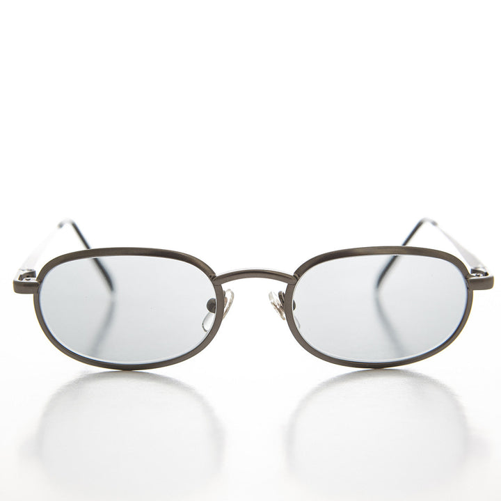Oval Metal Half Frame Transition Glass Lens Vintage Sunglass - Foster