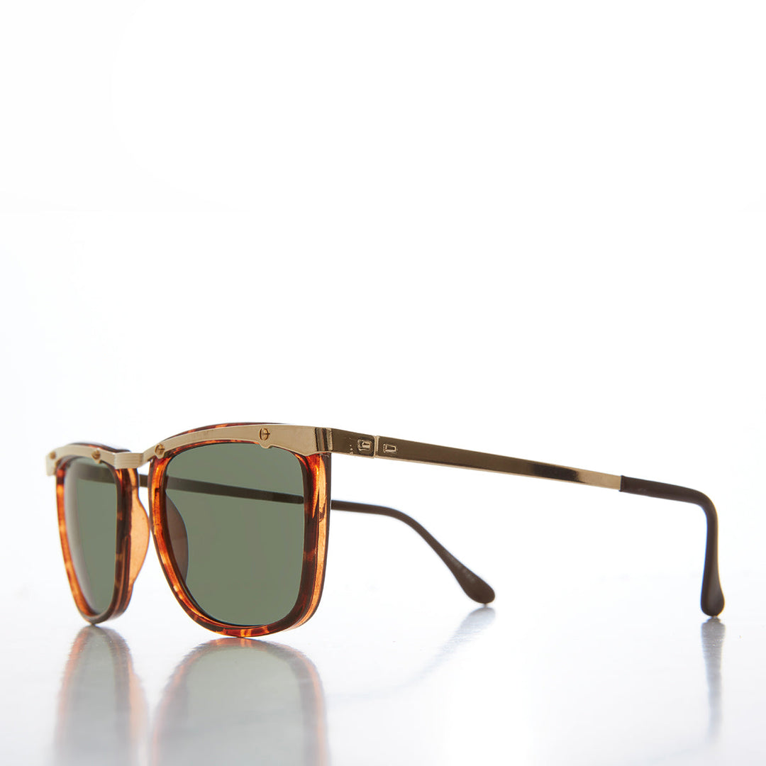 90s Unique Gold Brow Squared Sunglass - Francois