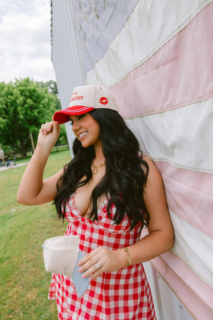 Kiss me I'm American - Red Vintage Trucker Hat