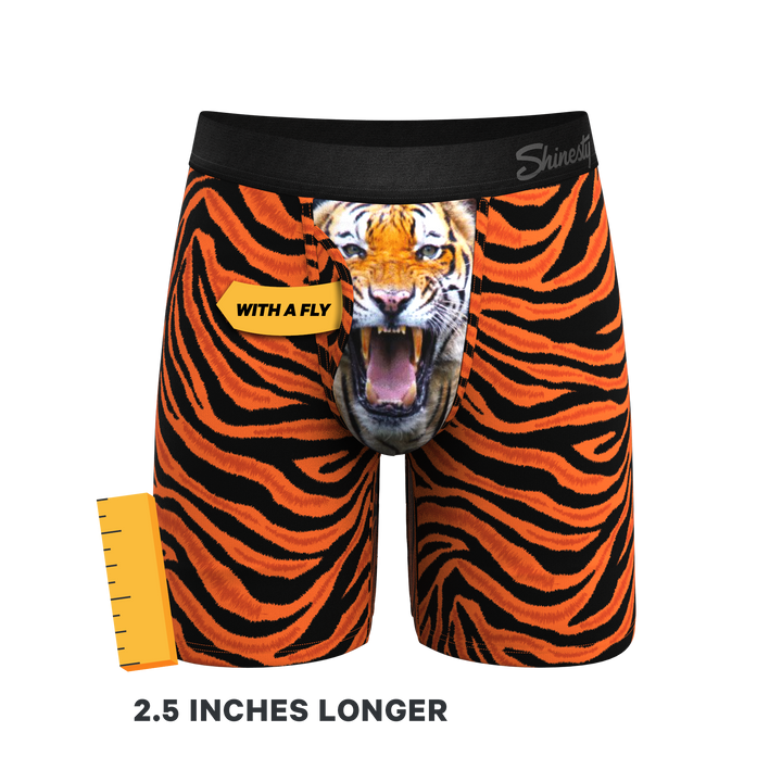 The Feral Feline | Tiger Print Long Leg Ball Hammock® Pouch Underwear With Fly