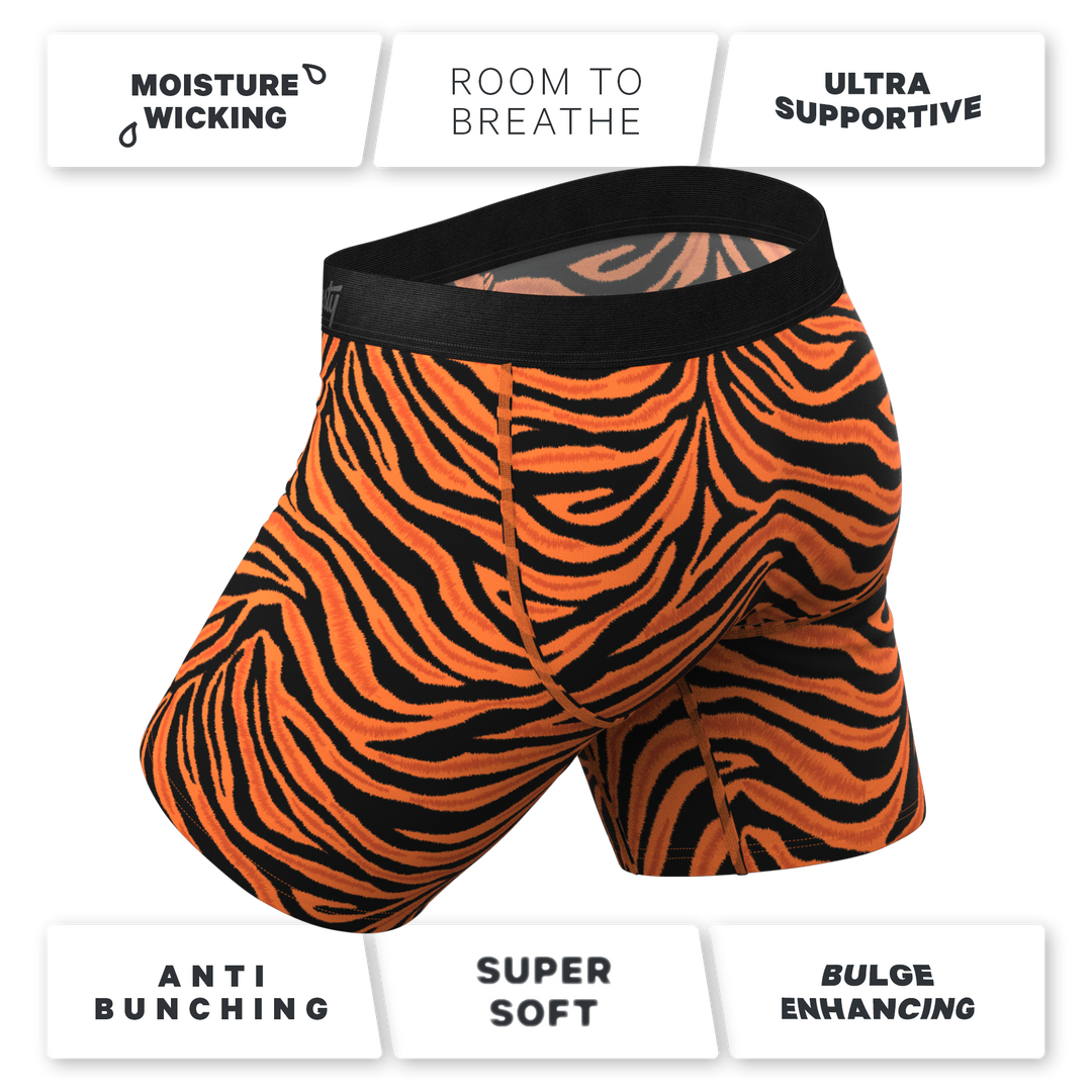 The Feral Feline | Tiger Print Long Leg Ball Hammock® Pouch Underwear With Fly