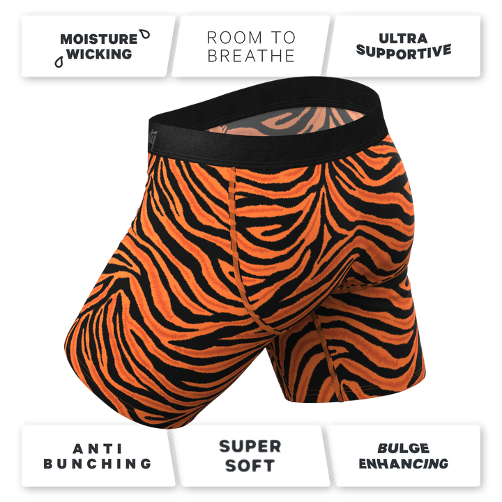 The Feral Feline | Tiger Print Long Leg Ball Hammock® Pouch Underwear With Fly