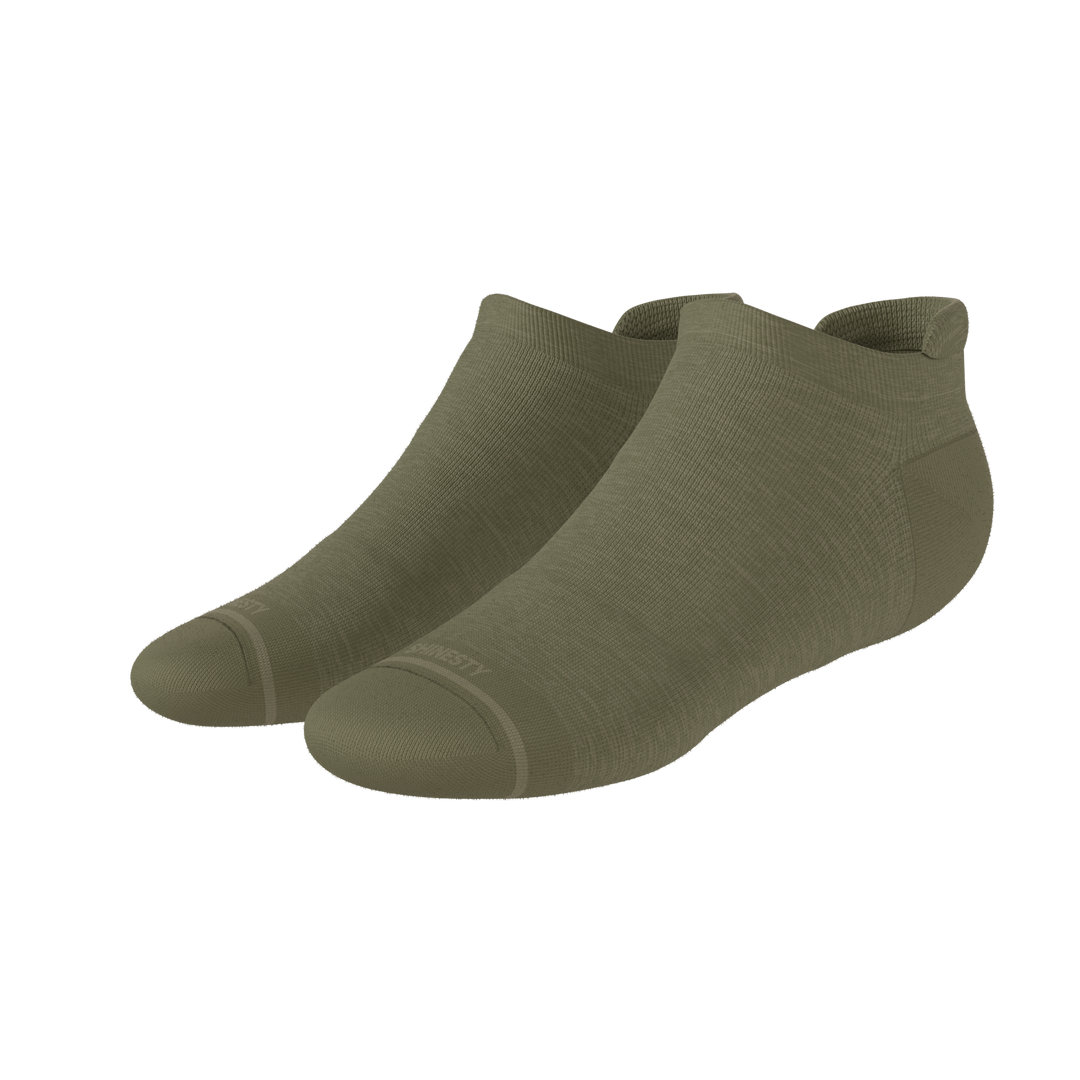The Fields Of Green | Oil Green Heel Hammock™ Ankle Socks