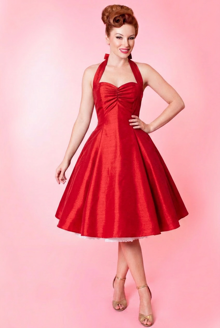 Sweetie Dress- Shantung, Red
