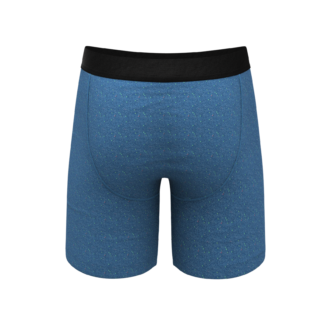 The Fleck Me | Heather Blue Flecked Long Leg Ball Hammock® Pouch Underwear With Fly