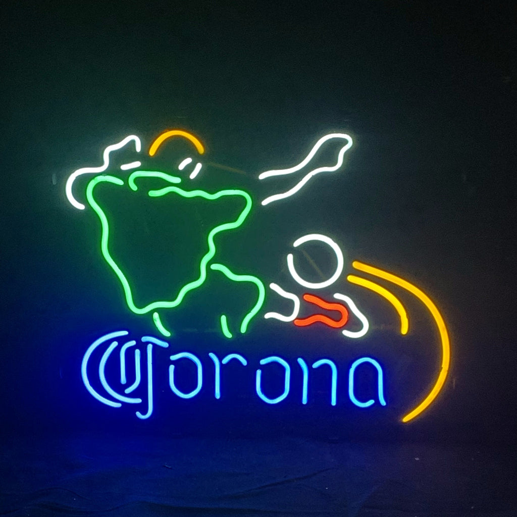 Football Player with Corona Extra Neon Sign Light