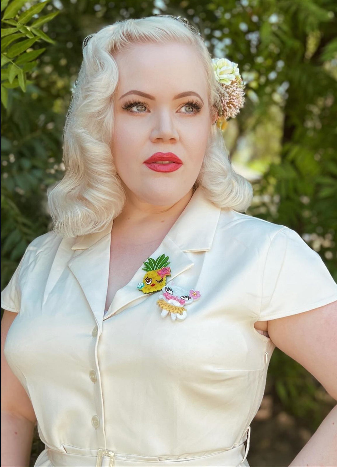 Pucker Up Pineapple Brooch by Miss Fluff x Lipstick & Chrome