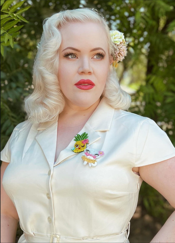 Pucker Up Pineapple Brooch by Miss Fluff x Lipstick & Chrome