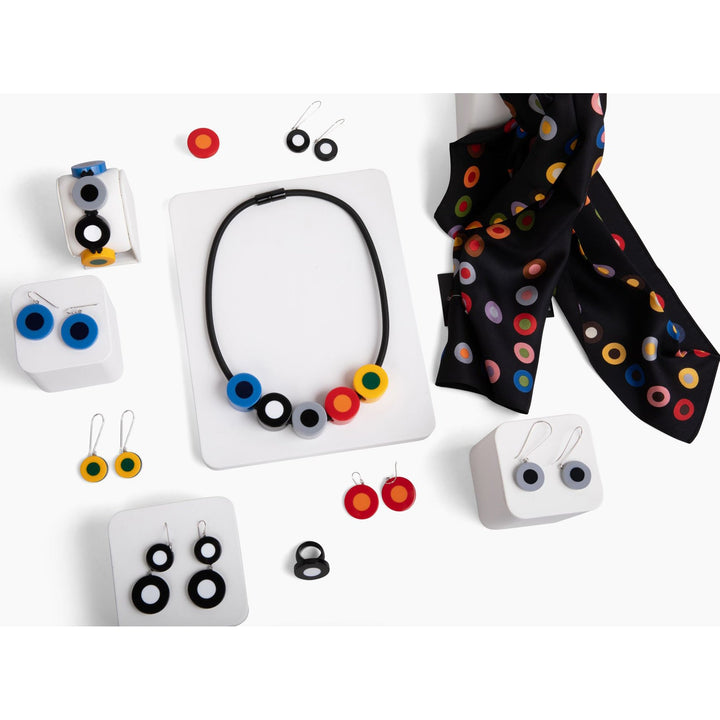 French Dot Pattern Earrings (Red & Orange)