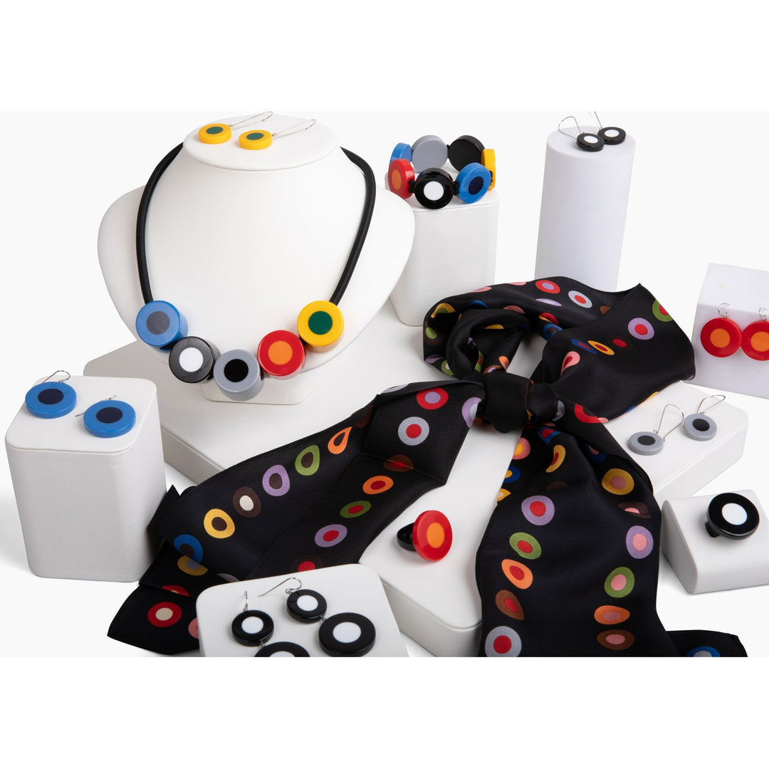 French Dot Pattern Ring (Red & Orange)