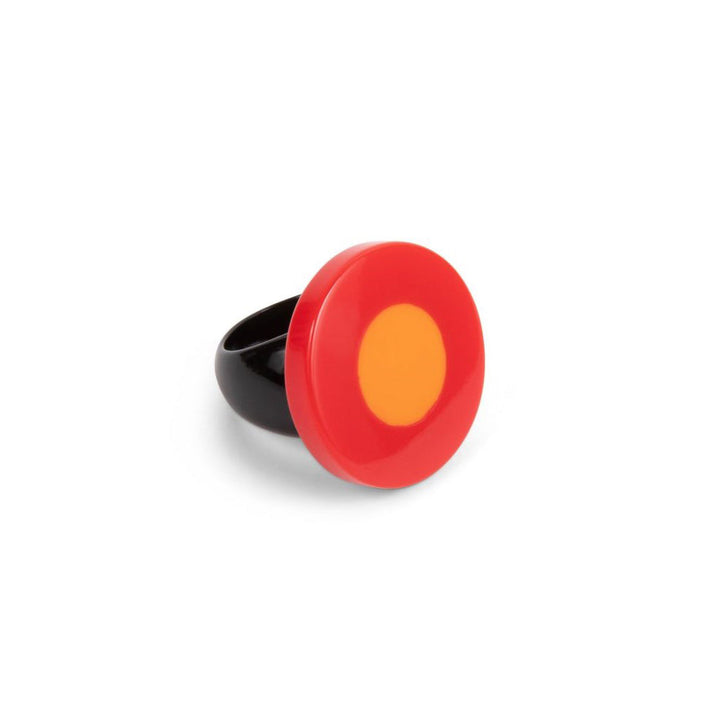French Dot Pattern Ring (Red & Orange)