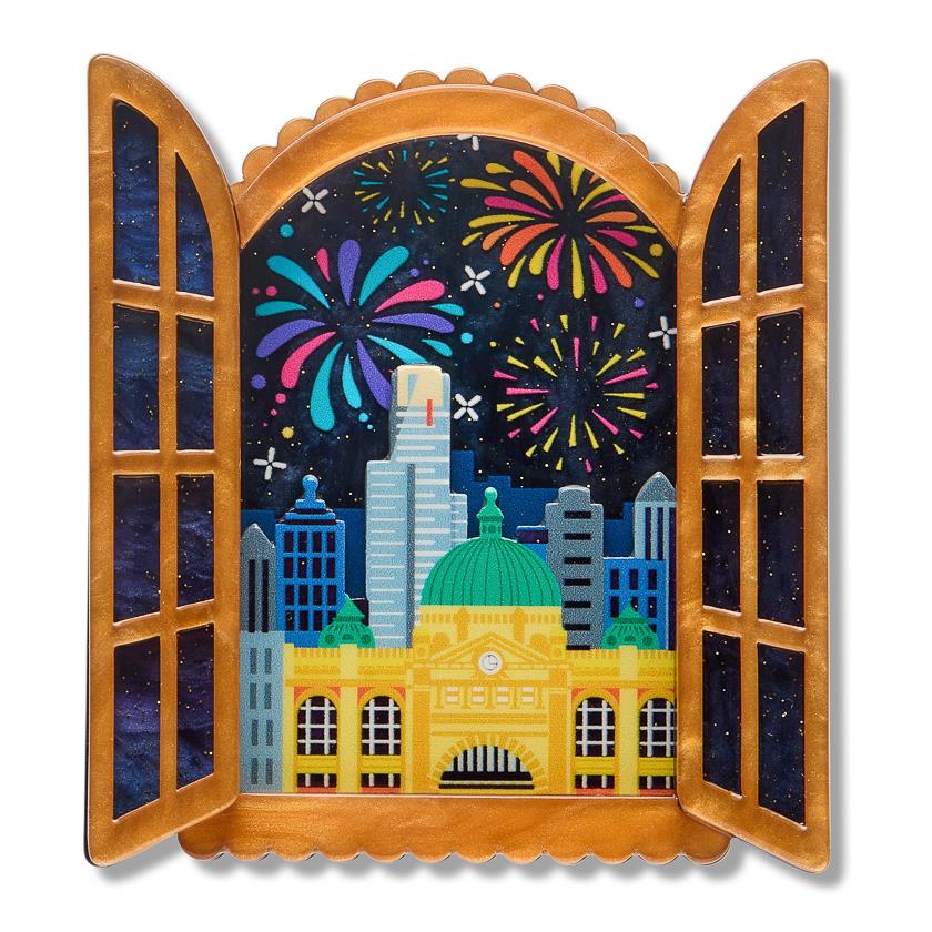 *SEE NOTE* Fireworks Far & Wide Brooch by Erstwilder