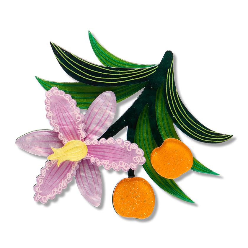Wombat Berry Brooch enamel brooch by Erstwilder x Royal Botanic Gardens Victoria – front view