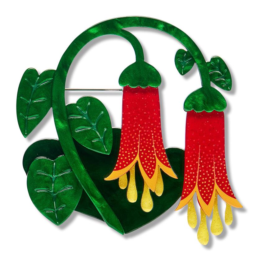 Common Correa Brooch enamel brooch by Erstwilder x Royal Botanic Gardens Victoria – front view