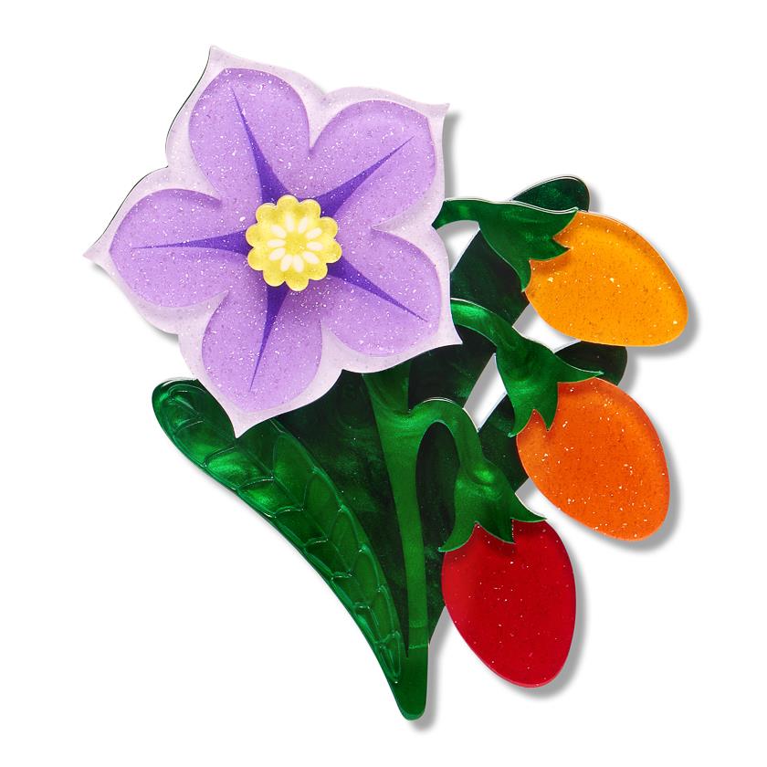Kangaroo Apple Brooch enamel brooch by Erstwilder x Royal Botanic Gardens Victoria – front view