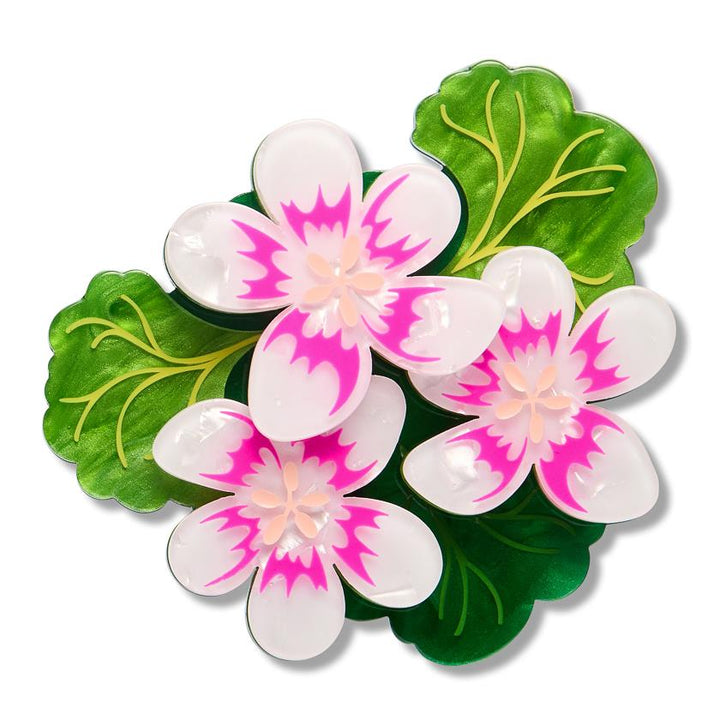 Austral Stork's-Bill Brooch enamel brooch by Erstwilder x Royal Botanic Gardens Victoria – front view